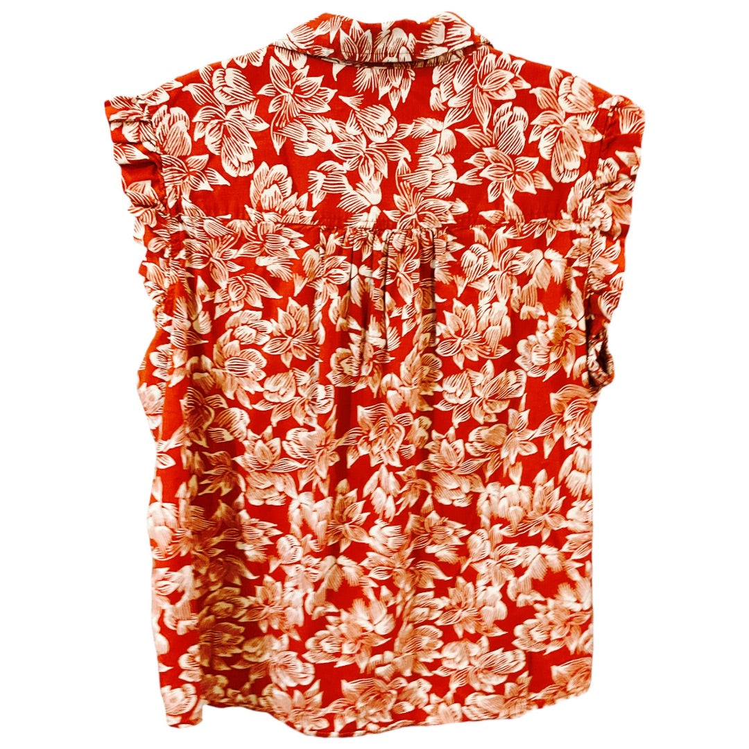 St John's Bay Slvls Blouse,Rust Print, XLarge