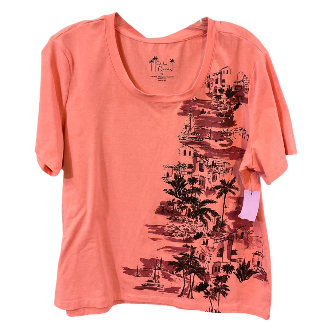 Palm Grove SS Top,Pink, PLarge