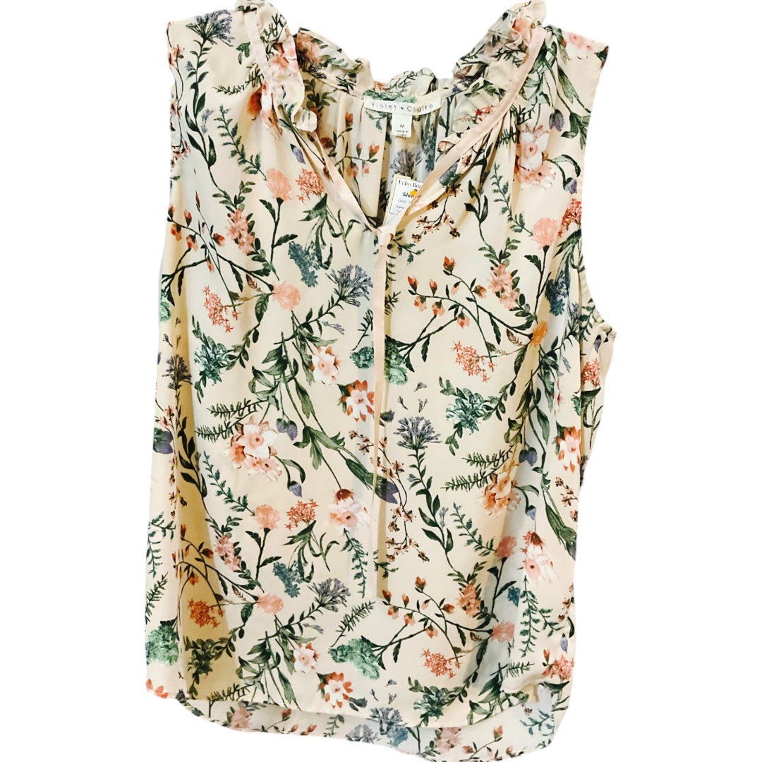 Violet + Claire Slvls Top,Pink Floral, Medium