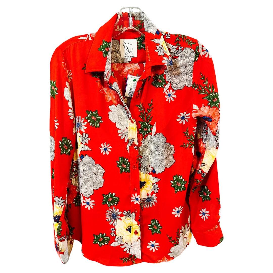 The Shirt LS Blouse,Red Floral, Small