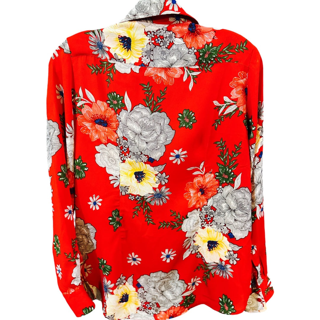 The Shirt LS Blouse,Red Floral, Small