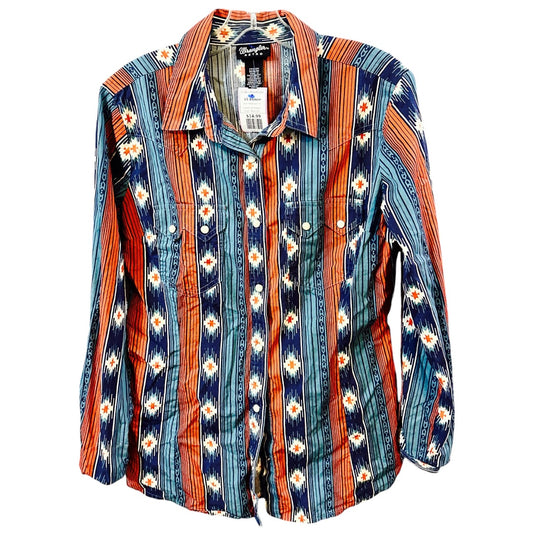 Wrangler LS Blouse,Red/Blue Print, Medium