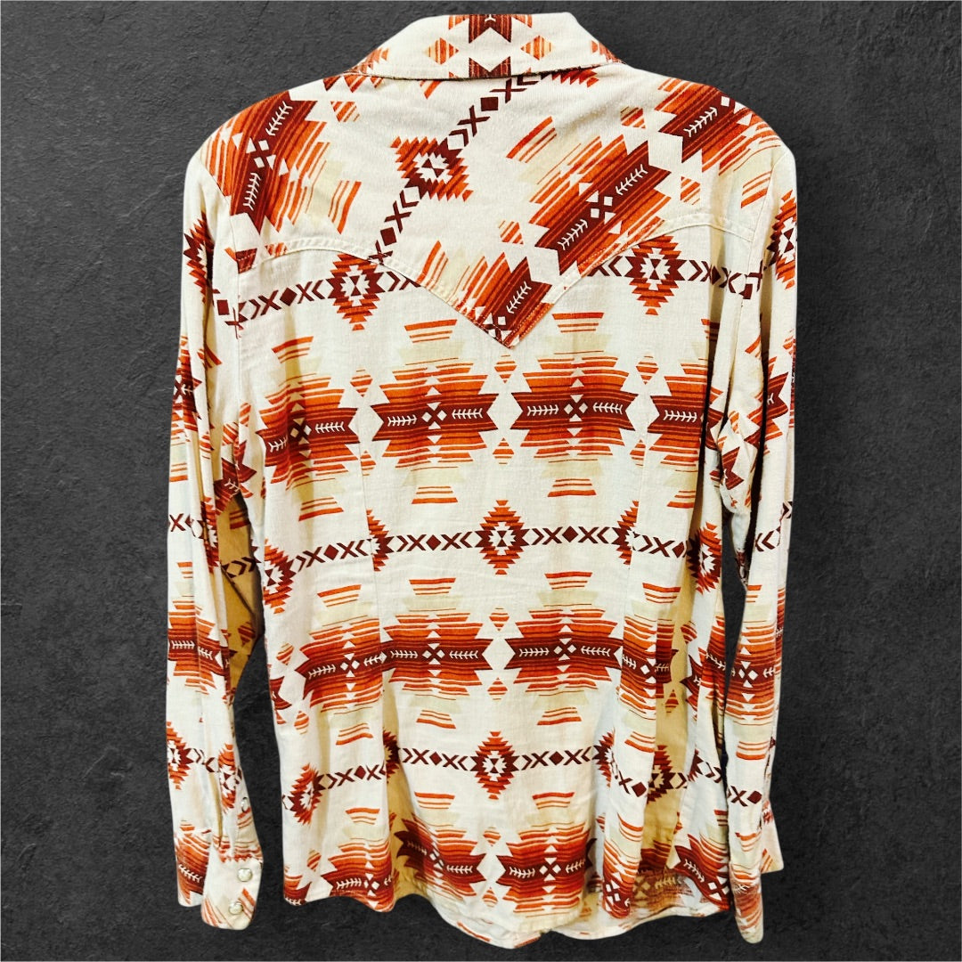 Wrangler LS Blouse,Off White/Rust Print, Medium