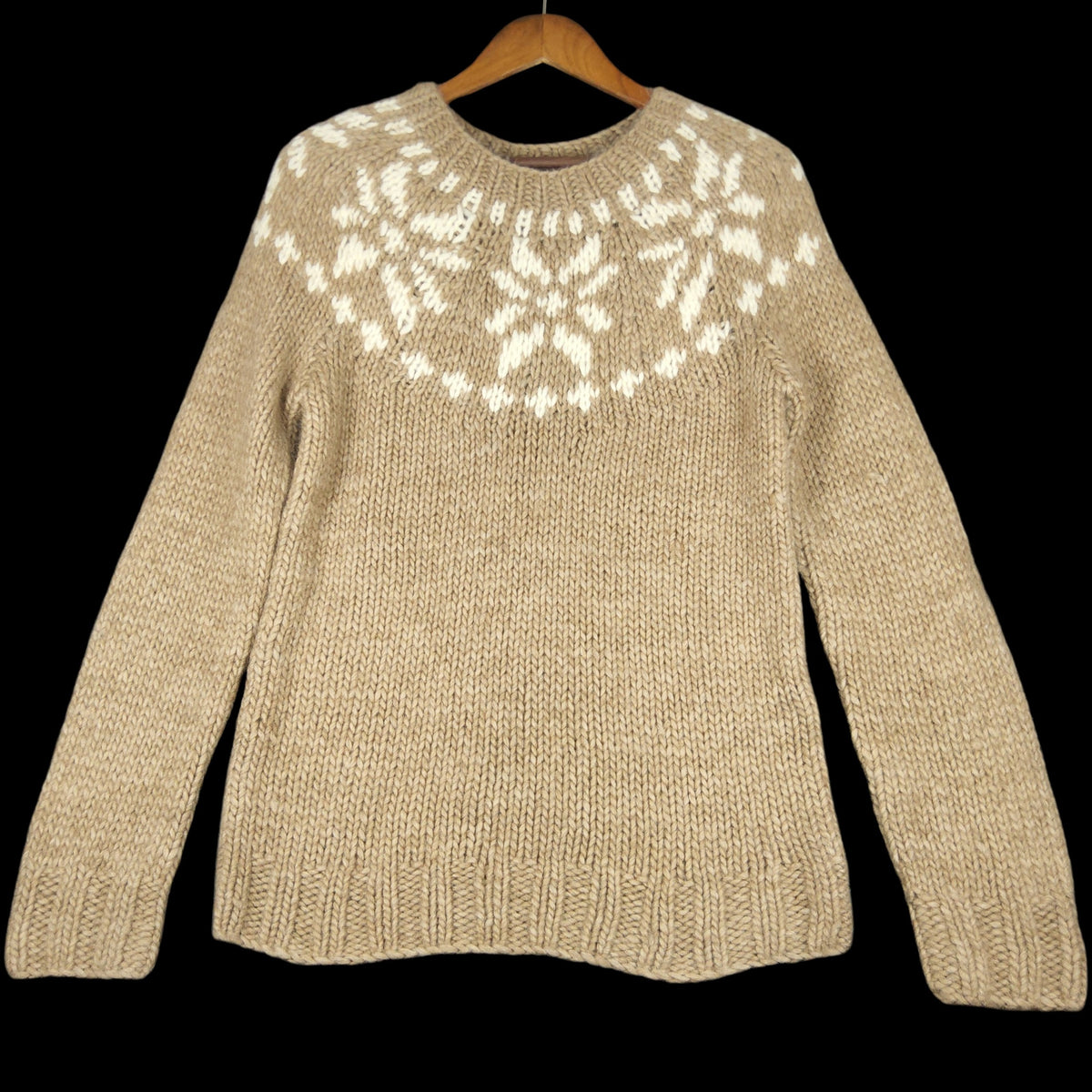 J.Crew NWT Fair Isle Alpaca Sweater Large Tan White - Image 1