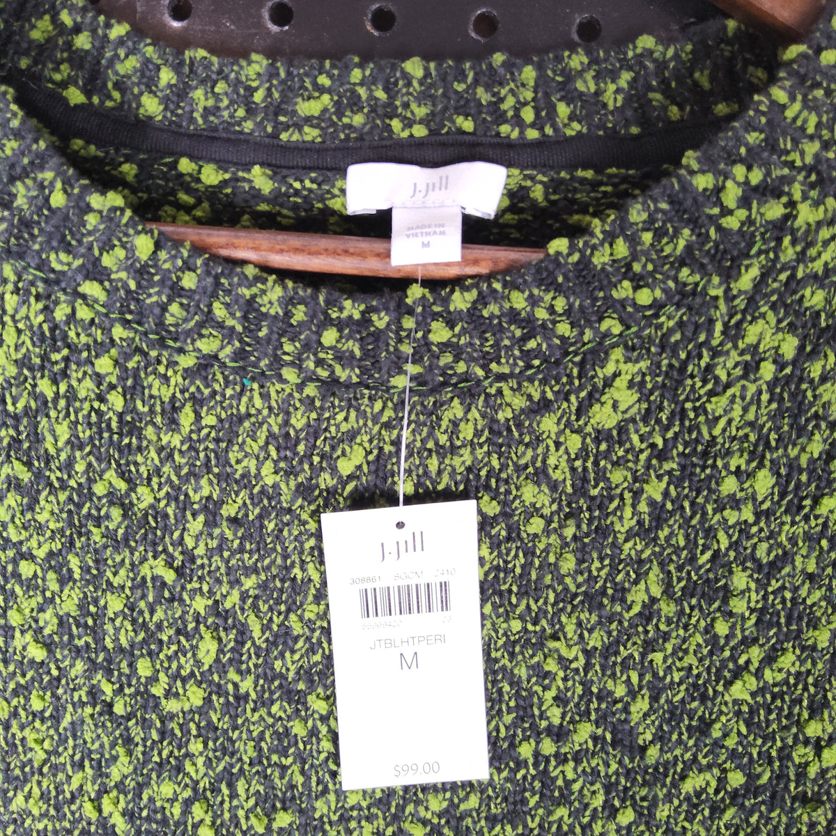 J.Jill  Green Marled Crew Neck Sweater Medium - Image 3