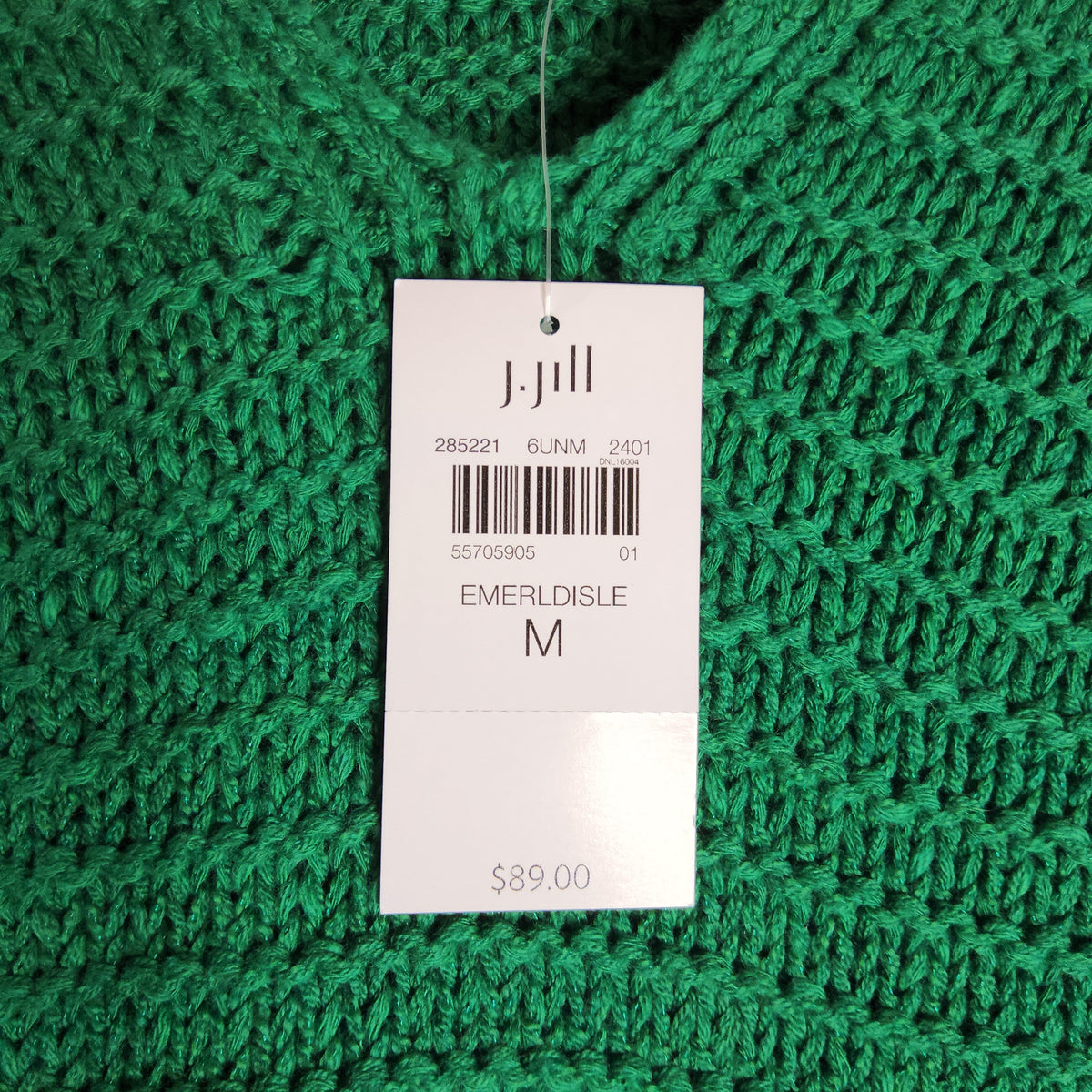 J.Jill NWT Wearever Textured Split Neck Sweater Green Women's M Pullover - Image 5
