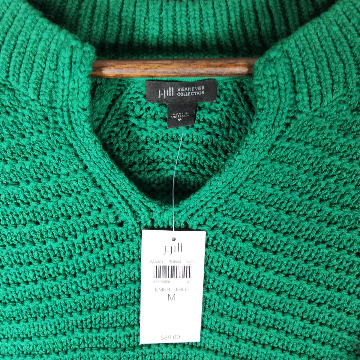 J.Jill NWT Wearever Textured Split Neck Sweater Green Women's M Pullover - Image 4