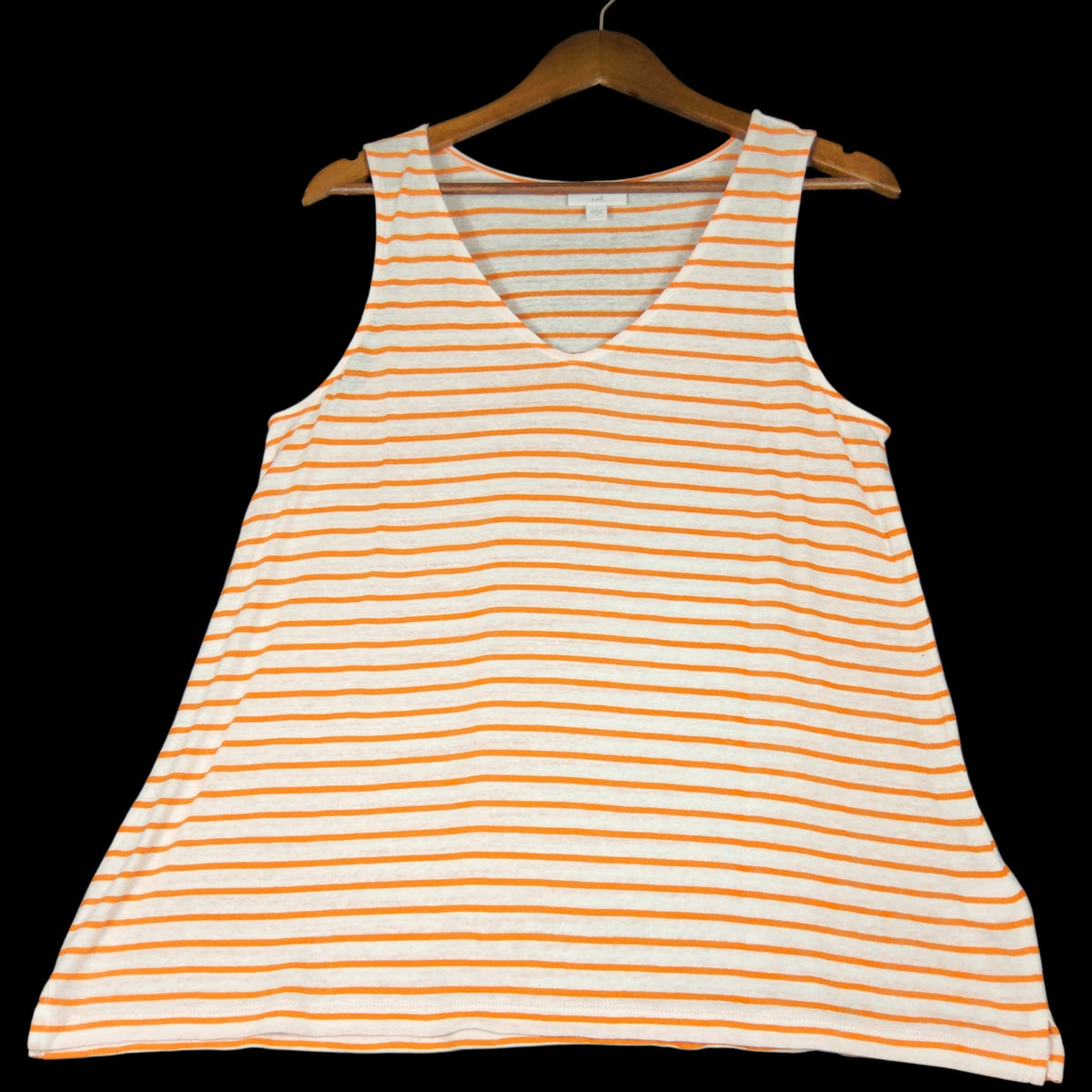 J. Jill Orange White Striped V-Neck Tank Top Size 8 - Image 1