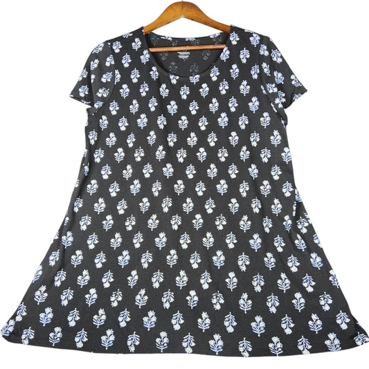 J.Jill Pure Jill Scoop-Neck Elliptical Tee Black Floral Print - Image 1