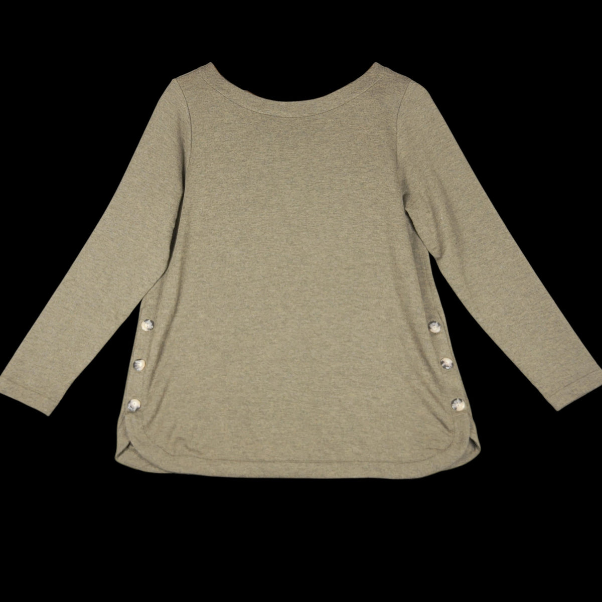 J.Jill Side Button Tunic Top Olive Green M Petite Knit Long Sleeve - Image 1