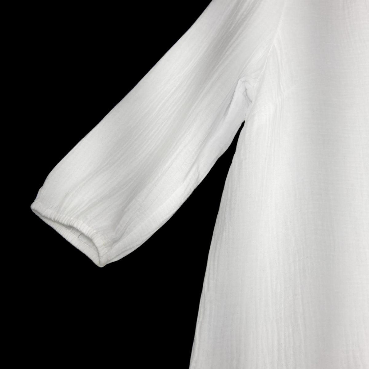 J.Jill WT Split Neck Top M White Crinkle Gauze 3/4 Sleeves - Image 4