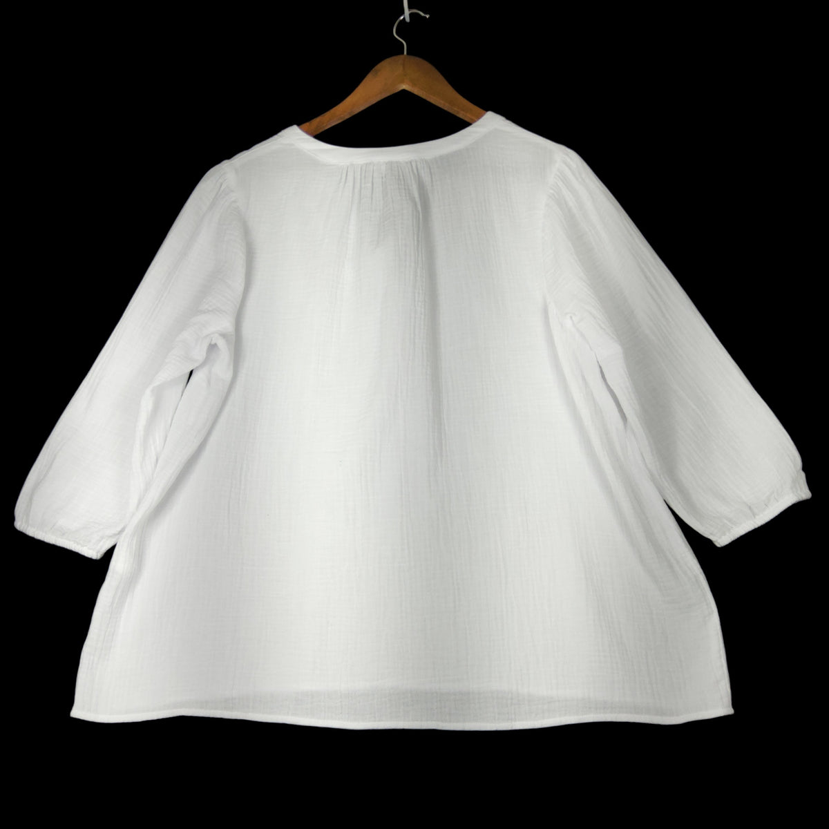 J.Jill WT Split Neck Top M White Crinkle Gauze 3/4 Sleeves - Image 6