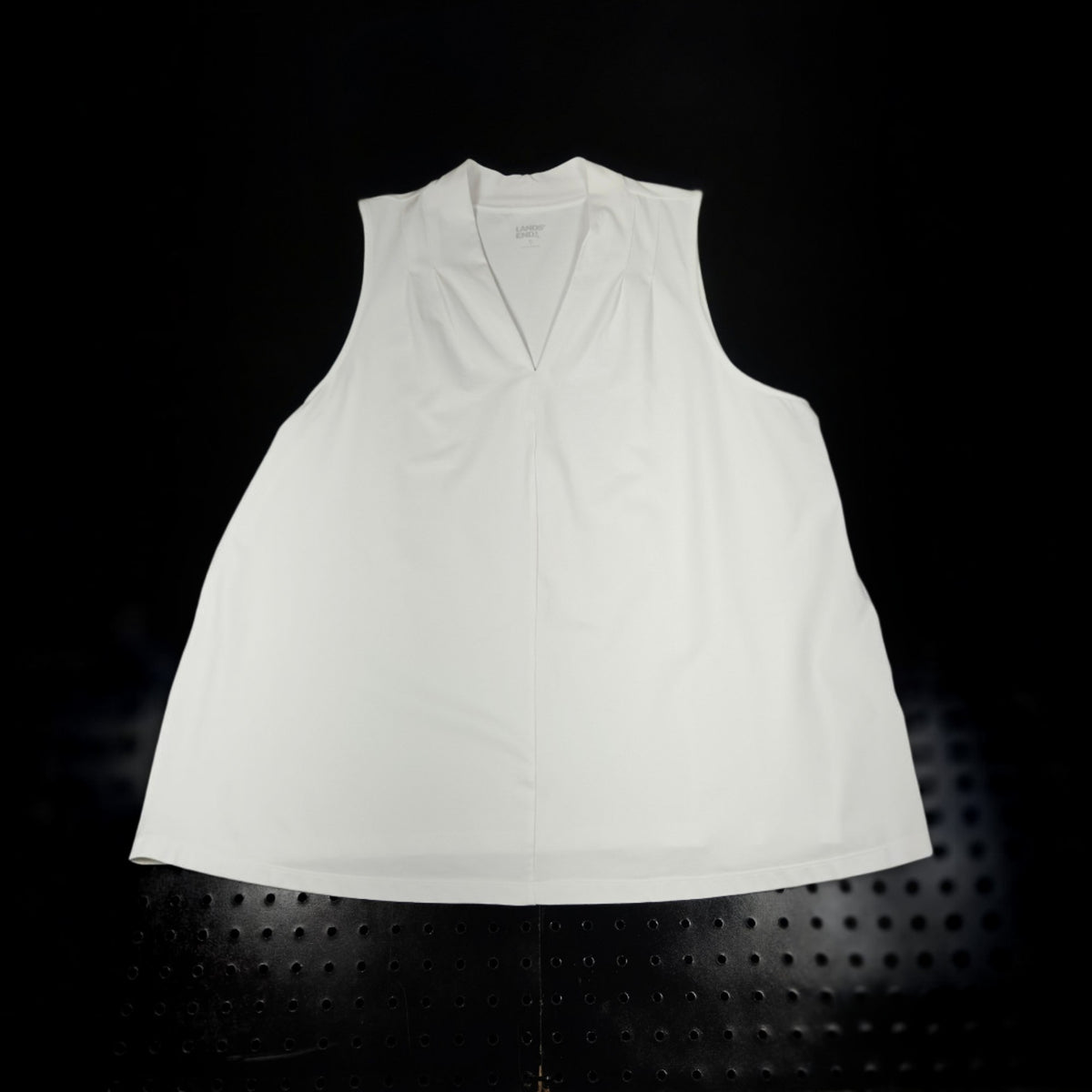 Lands' End Sleeveless Pleat Neck Blouse White XL Pullover - Image 1