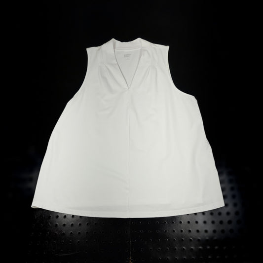 Lands' End Sleeveless Pleat Neck Blouse White XL Pullover - Image 1
