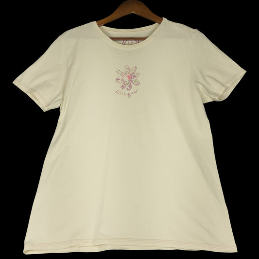 Life is Good Watercolor Daisy Cream Short Sleeve Crew Neck Tee - Image 1