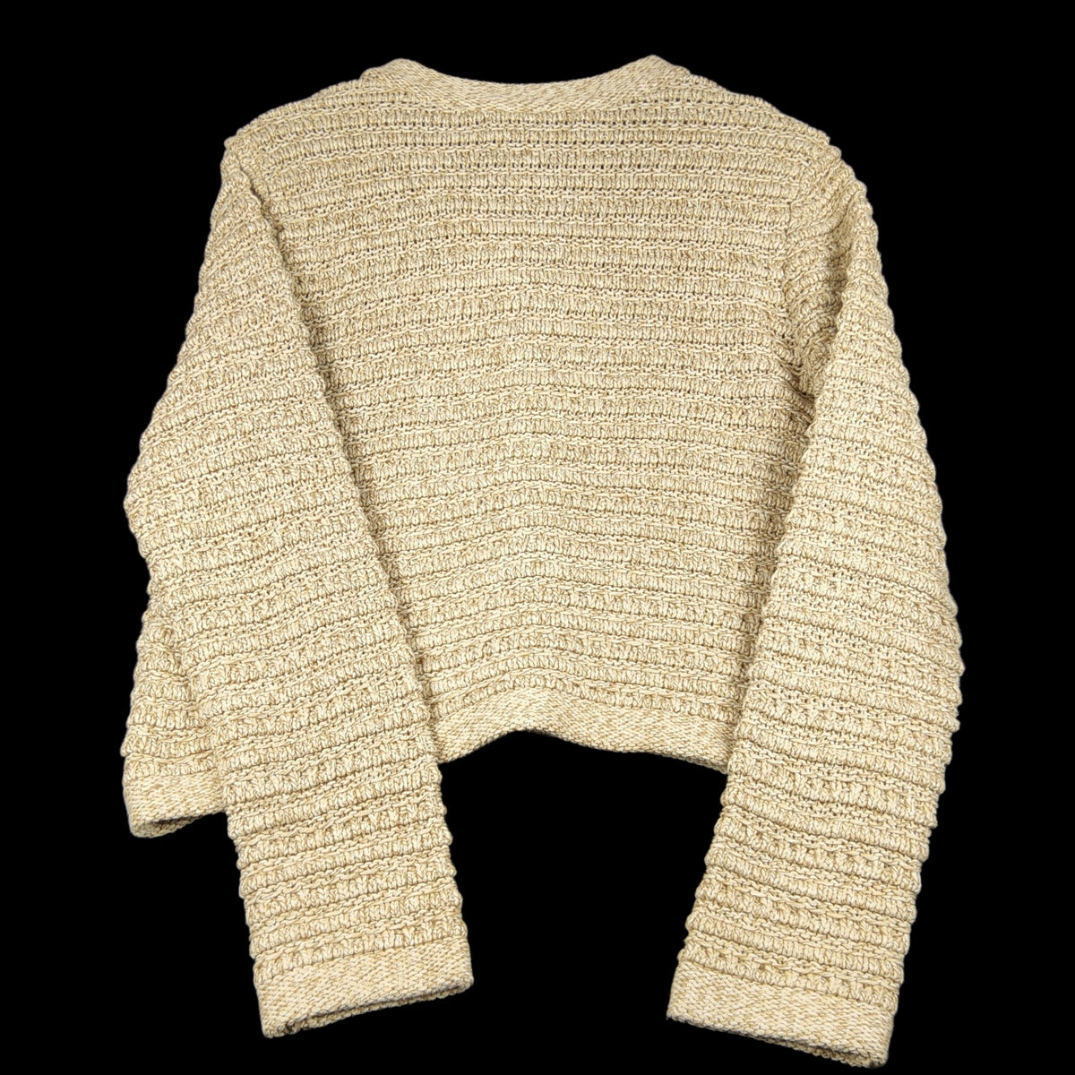 LOFT NWT Textured Rib Cardigan Pearl Buttons Beige L Cropped - Image 4