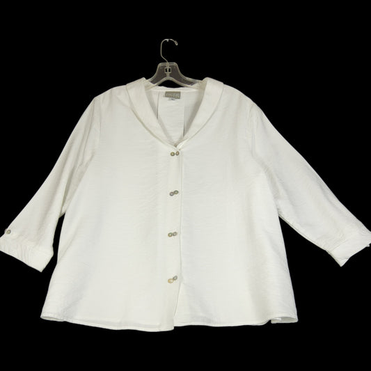 Niche Nilgun Derman Button-Front Blouse XL White Shawl Collar - Image 1