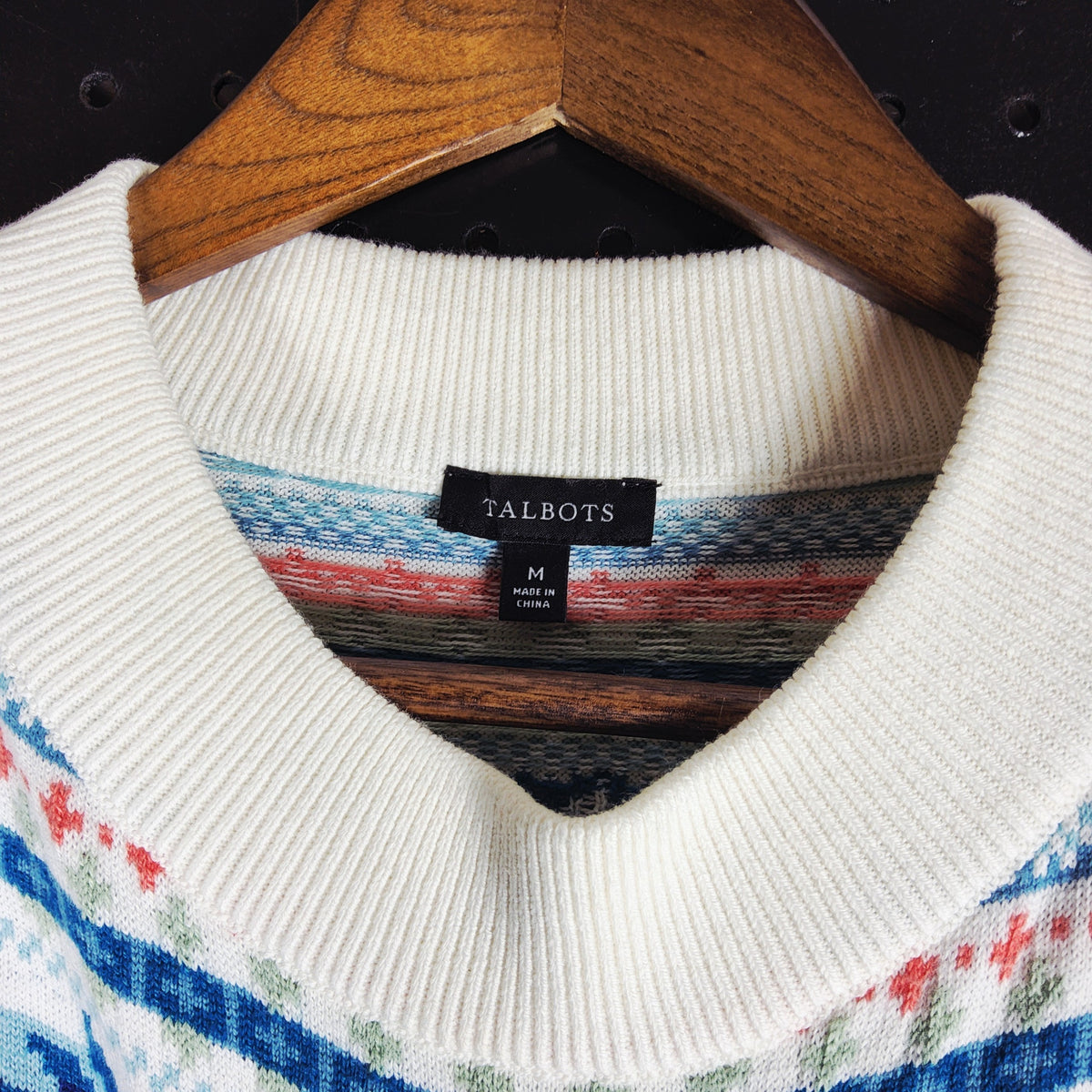 Talbots Fair Isle Sweater Blue White Women's Medium NWOT - Image 2