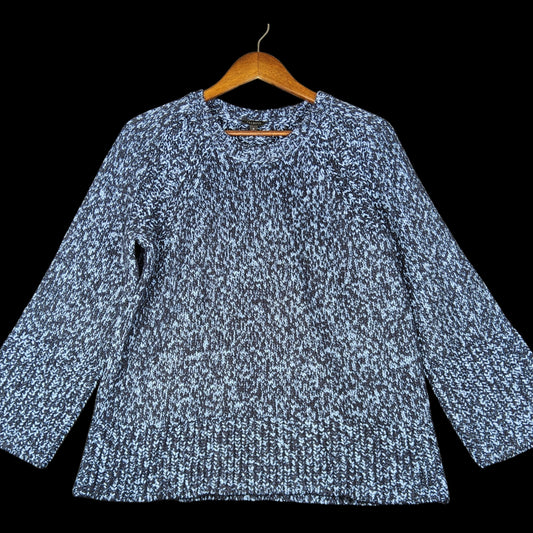 Talbots Marled Blue White Knit Sweater Women's Medium Crewneck - Image 1