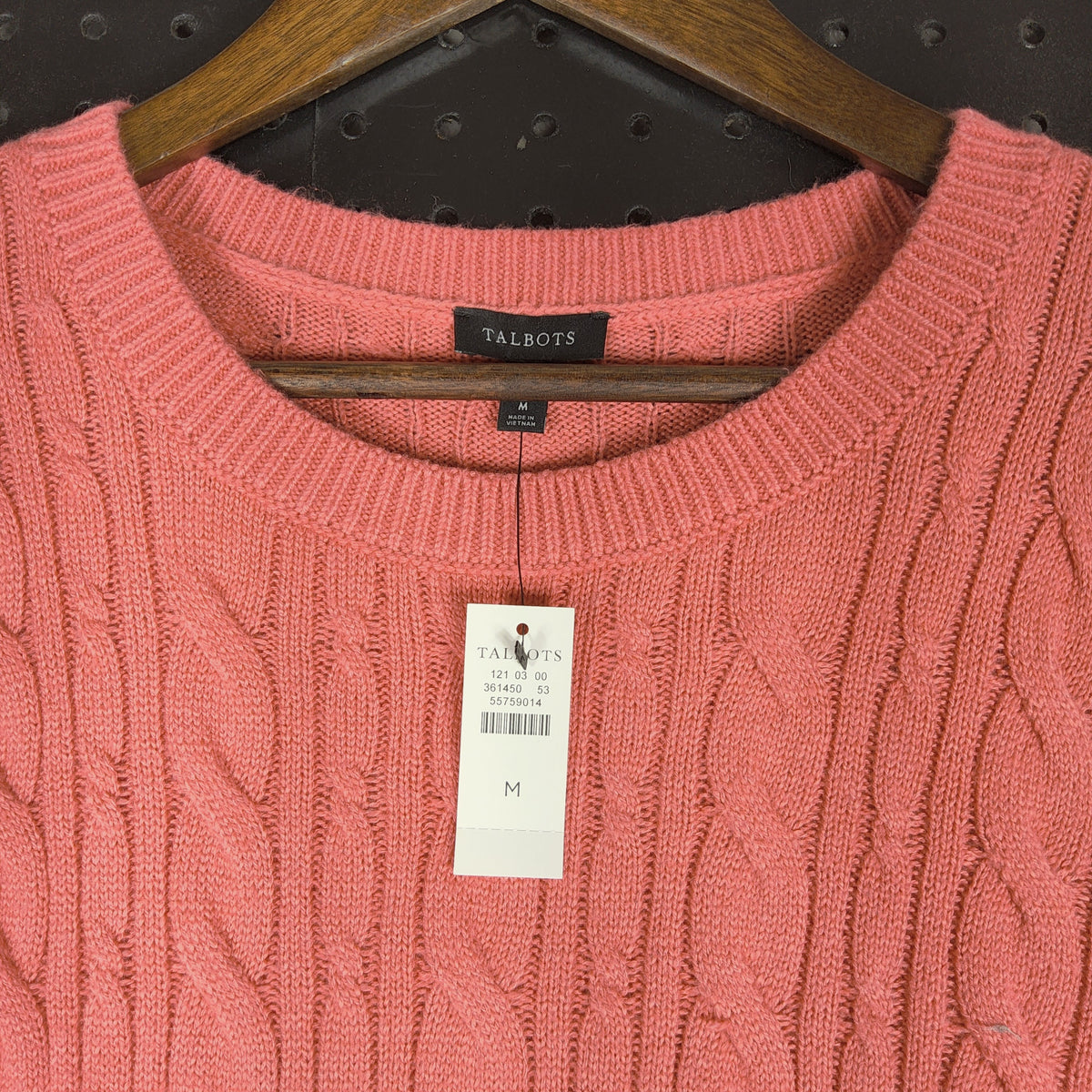 Talbots NWT Cable Knit Sweater Coral Pink Women's Medium - Image 2