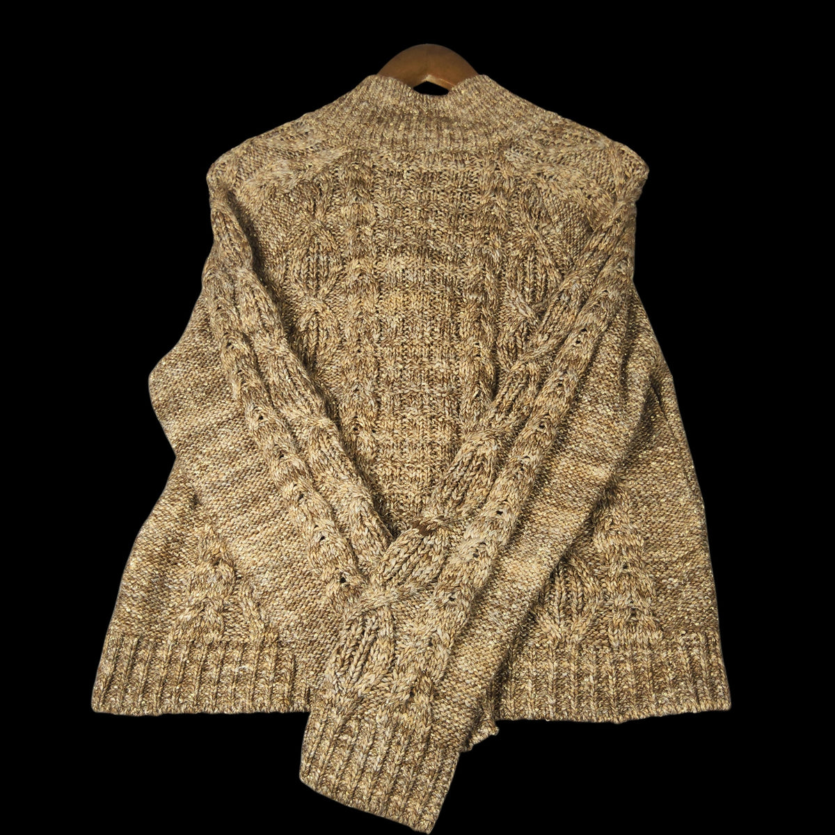 Talbots NWT Metallic Tweed Mockneck Cardigan Sweater M Tan Brown Marled - Image 4