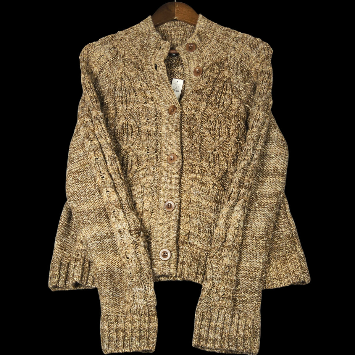 Talbots NWT Metallic Tweed Mockneck Cardigan Sweater M Tan Brown Marled - Image 2