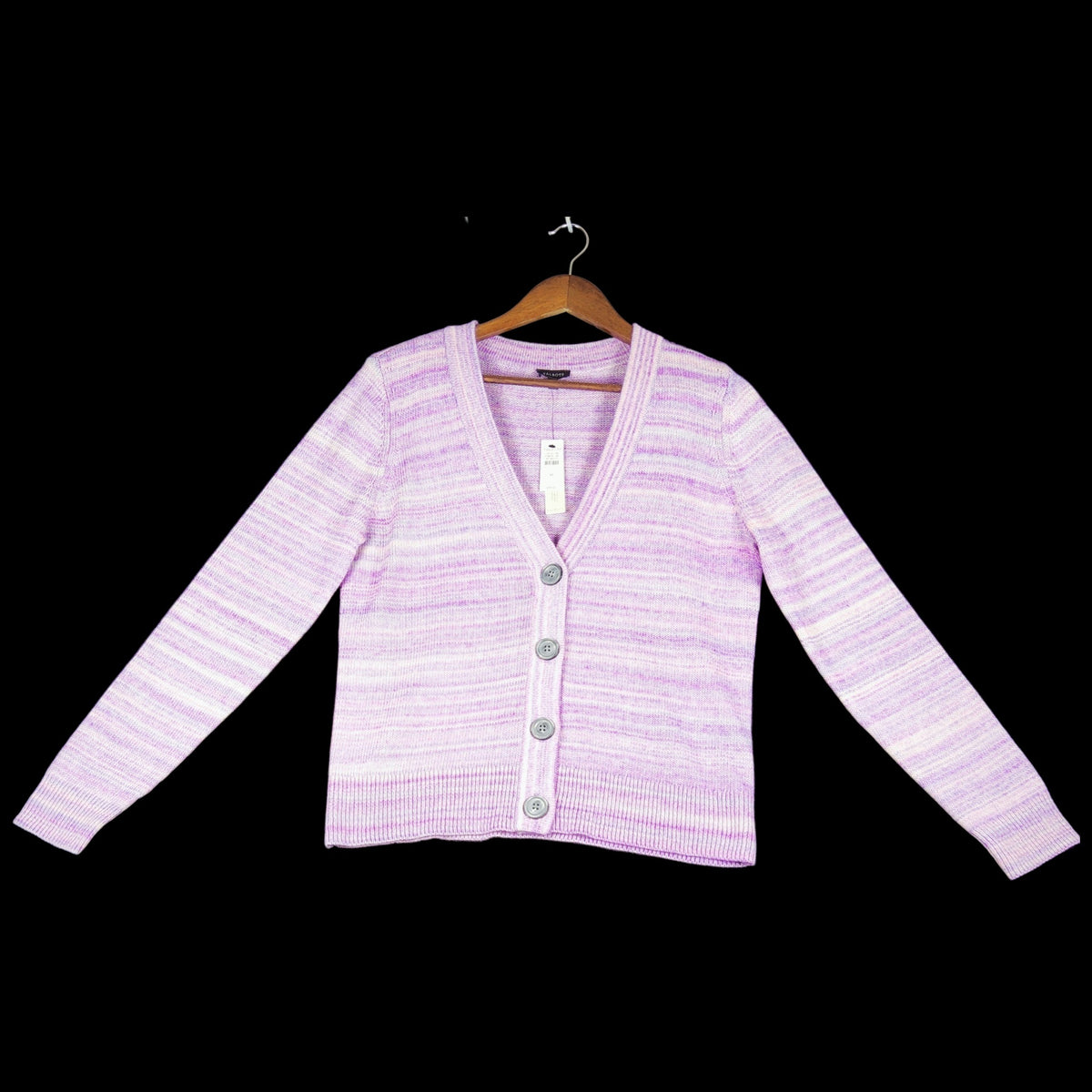 Talbots NWT Purple Striped Cardigan Medium 121 01 00 05 37746147 40 - Image 1
