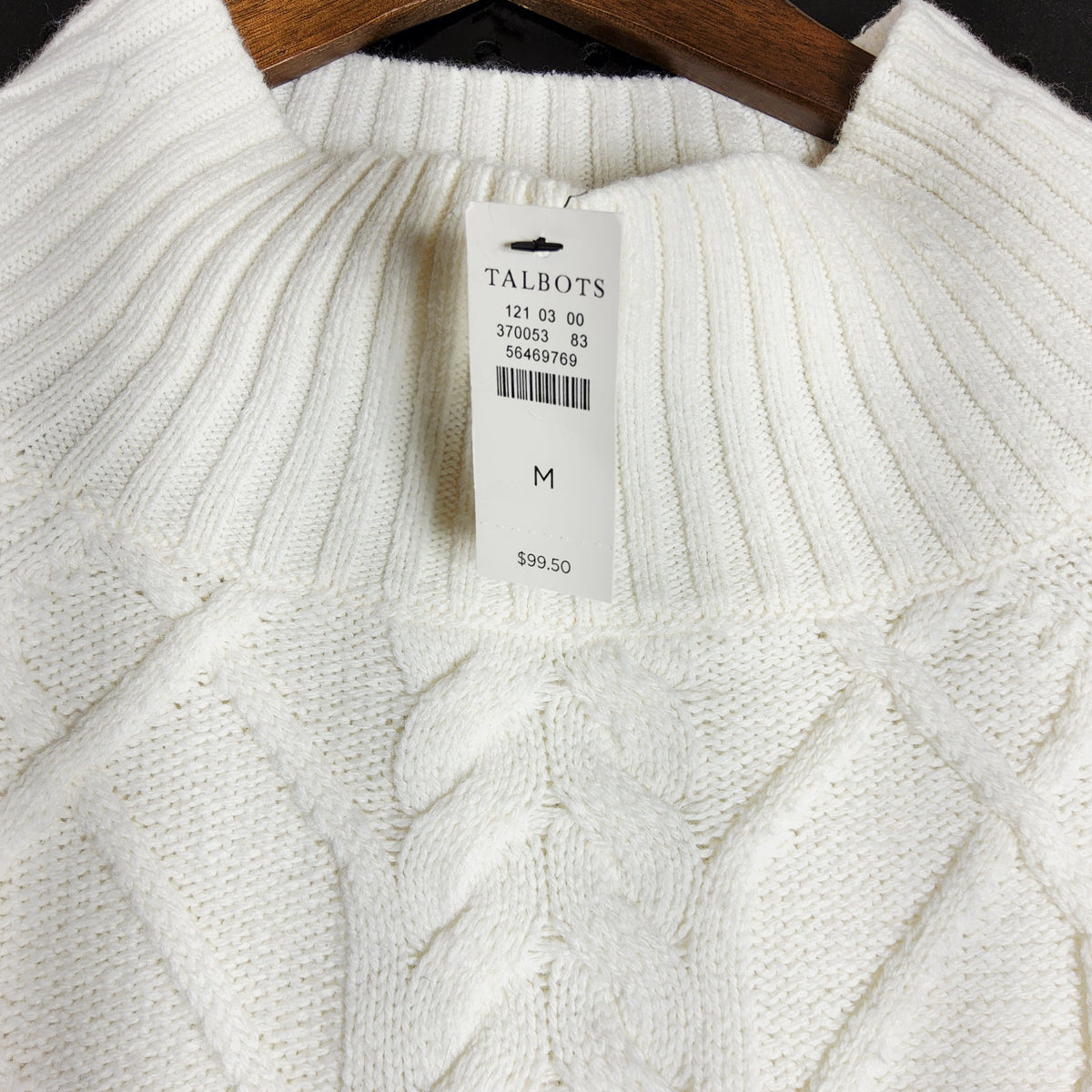 Talbots NWT White Cable Knit Mock Neck Sweater M - Image 2
