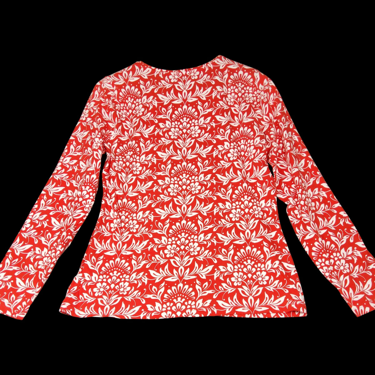 Talbots The Talbots Tee Red White Floral Long Sleeve Top Size M - Image 4