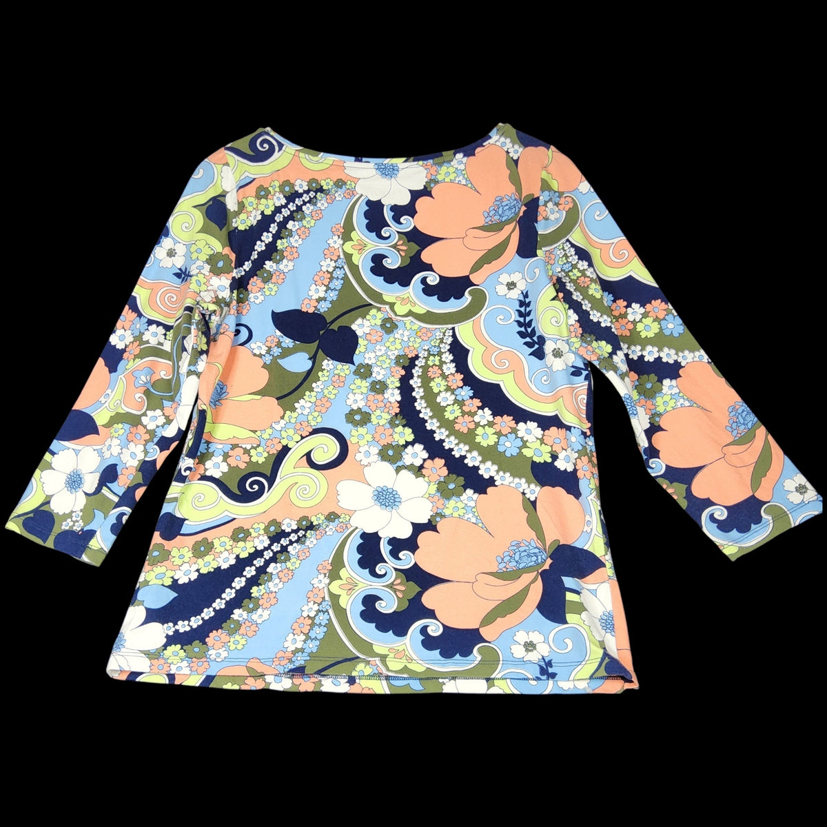 Talbots The Talbots Tee Retro Floral Long Sleeve Top M - Image 4
