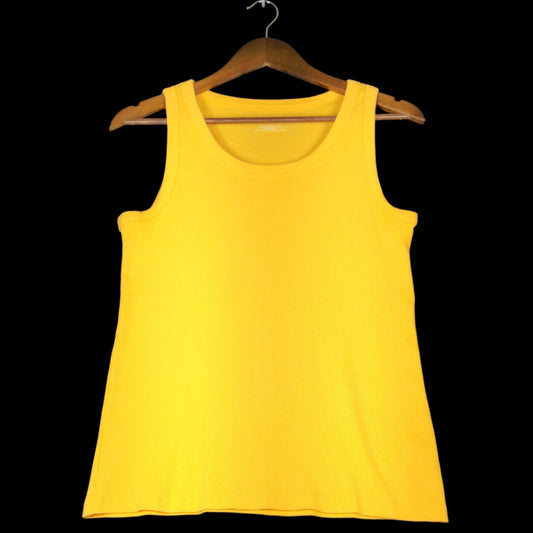 Talbots Yellow Cotton Ribbed Tank Top M Overlay - Image 1